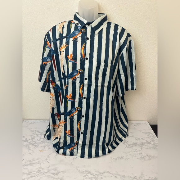 Vatpave Other - New VATPAVE Men XXL Summer Tropical Shirt Jacquard Birds Aloha Hawaiian Parrot